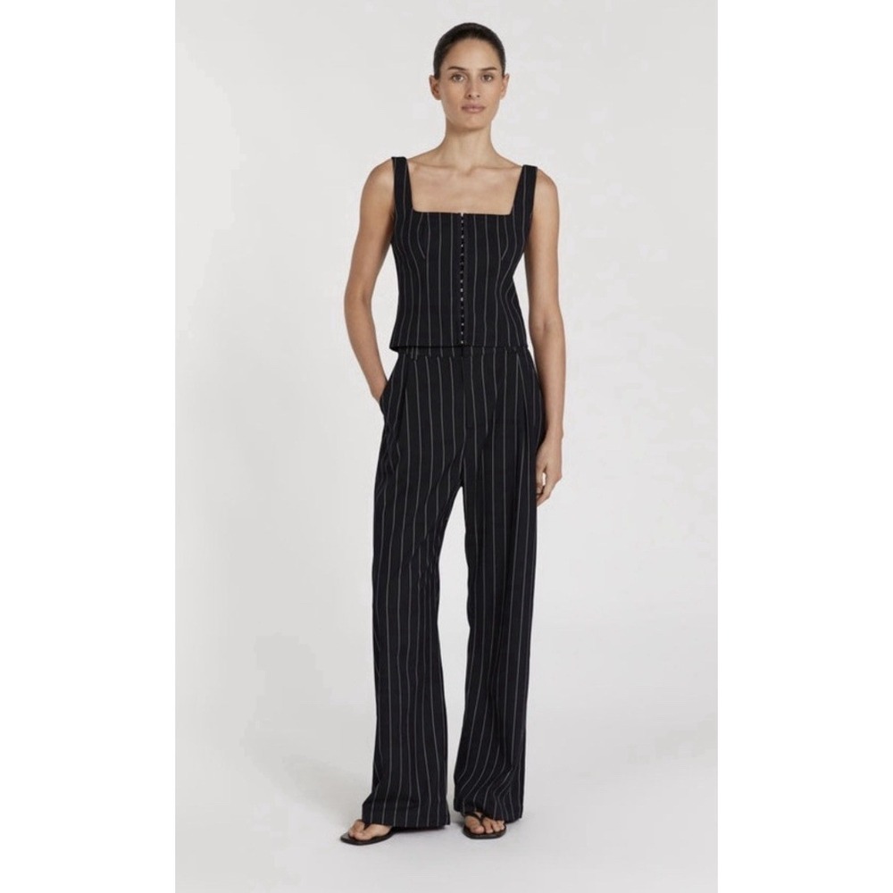 NWT Dissh Sander Navy Stripe Hook & Eye Sleeveless Cropped Bustier Top Sz 6 - Picture 3 of 13